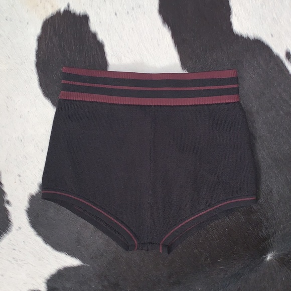 SIR. 100% Merino Wool Black Brief Knit Mini High Rise Shorts brand new with tags - Picture 2 of 12